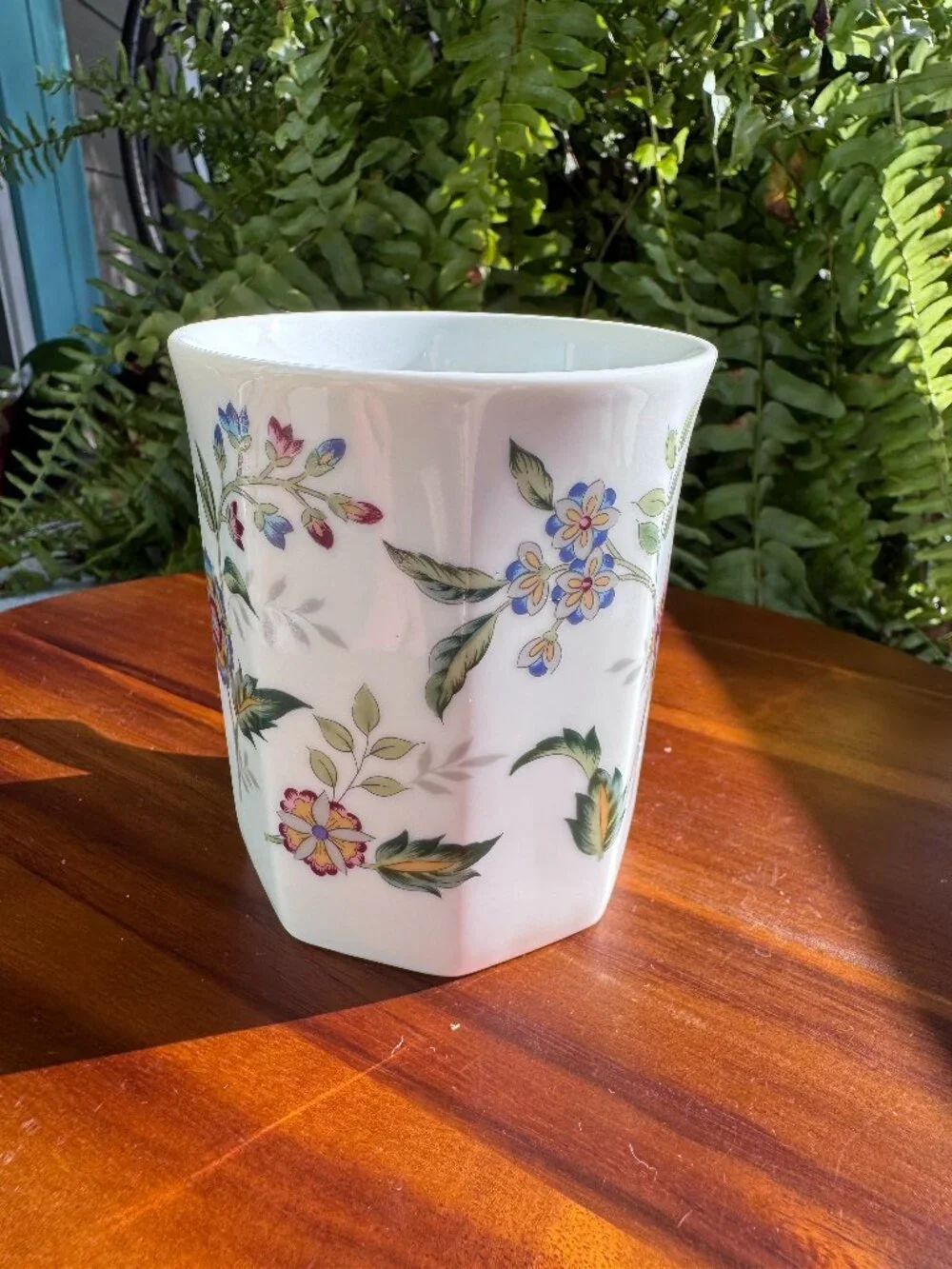 Vintage Andrea by Sadek Floral Coffee Mug, Hexagonal Porcelain Tea Cup